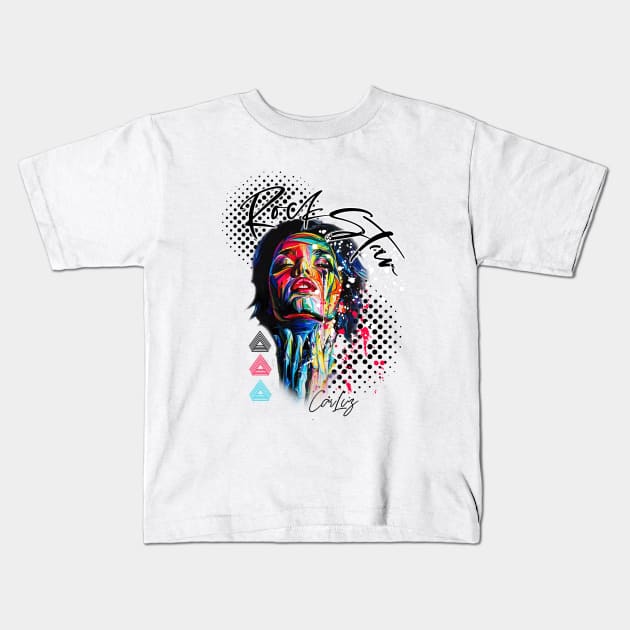 Graffiti Girl Rock Star Kids T-Shirt by CarluzGuevara